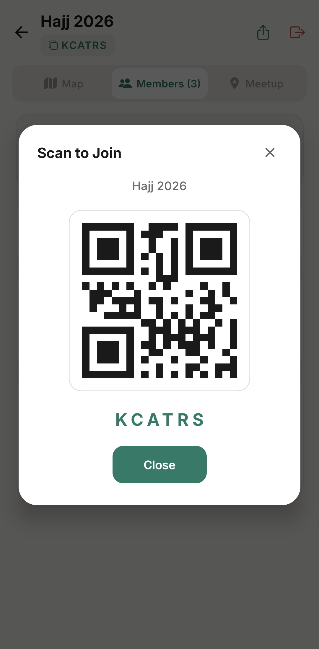 QR code sharing